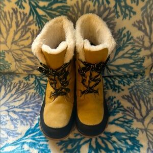 Warm Tan and Black Winter Boots